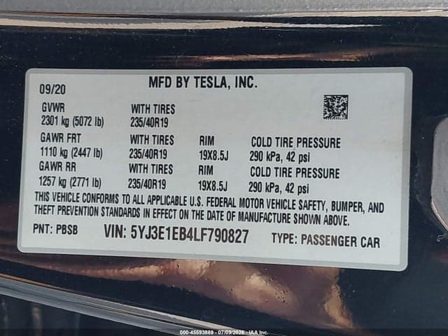 2020 TESLA MODEL 3 LONG RANGE DUAL MOTOR ALL-WHEEL DRIVE 9