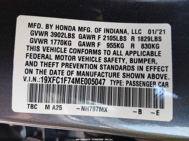 2021 HONDA CIVIC EX-L 9