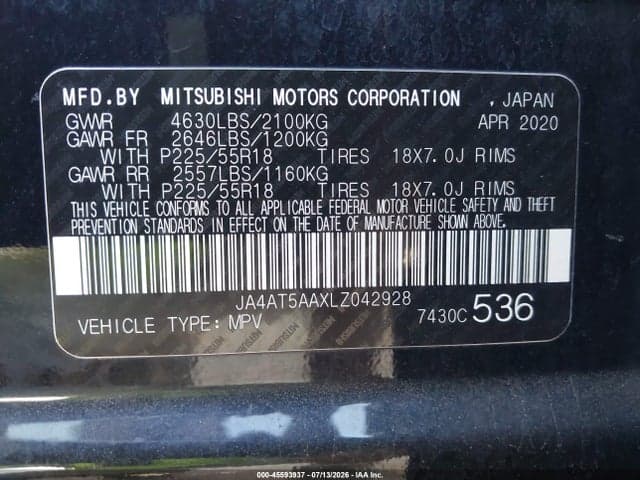 2020 MITSUBISHI ECLIPSE CROSS SE 1.5T AWC/SEL 1.5T AWC 9