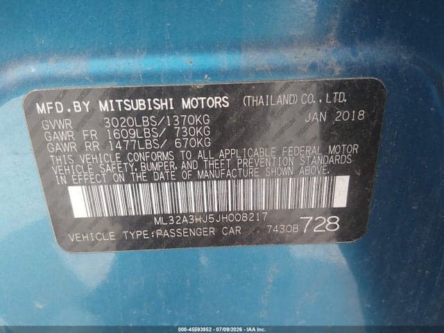2018 MITSUBISHI MIRAGE ES 9