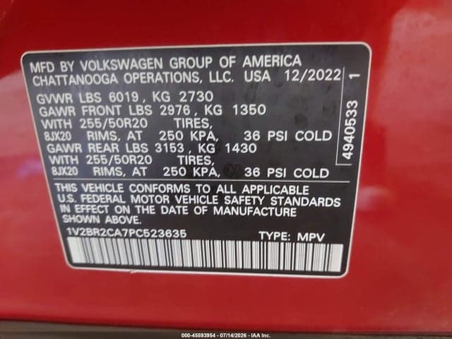 2023 VOLKSWAGEN ATLAS 3.6L V6 SEL 9