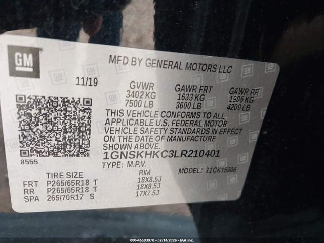 2020 CHEVROLET SUBURBAN 4WD LT 9