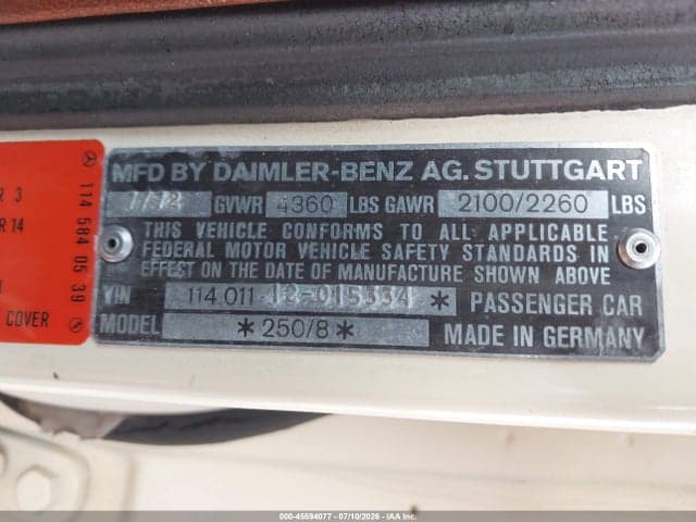1972 MERCEDES-BENZ BENZ OTHER 9