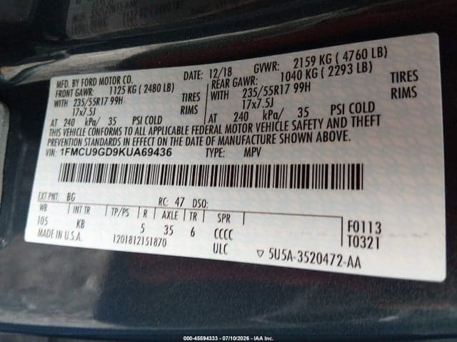 2019 FORD ESCAPE SE 9