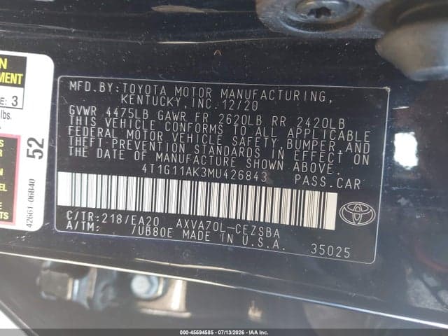 2021 TOYOTA CAMRY SE 9
