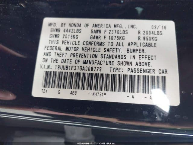 2016 ACURA TLX 9
