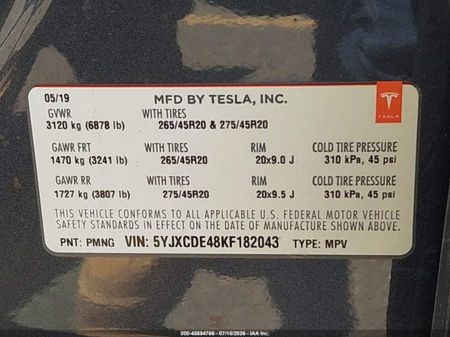 2019 TESLA MODEL X P100D/PERFORMANCE 9