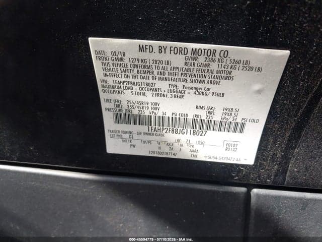2018 FORD TAURUS LIMITED 9