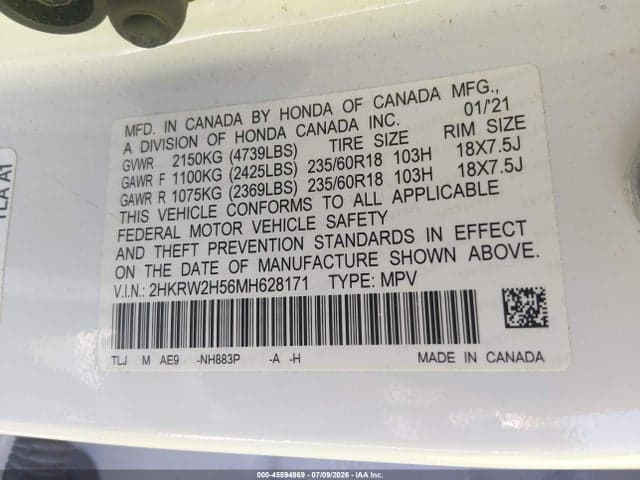 2021 HONDA CR-V AWD EX 9