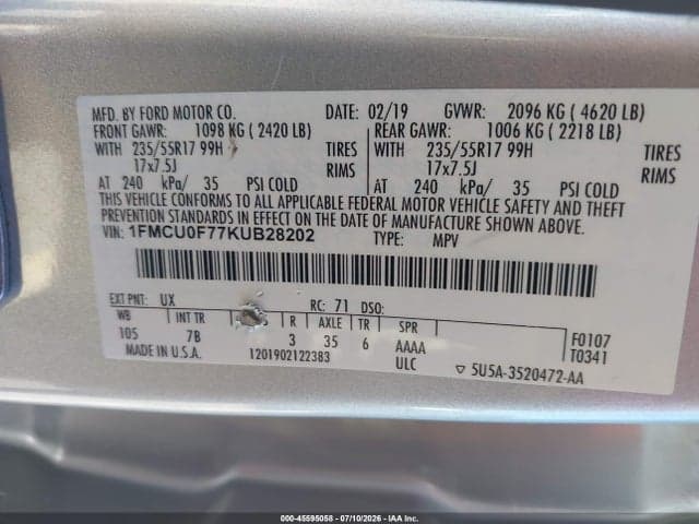 2019 FORD ESCAPE S 8