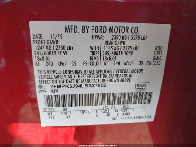 2020 FORD EDGE SEL/ST LINE 9