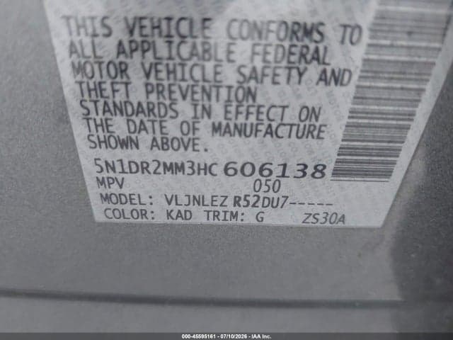 2017 NISSAN PATHFINDER PLATINUM/S/SL/SV 9