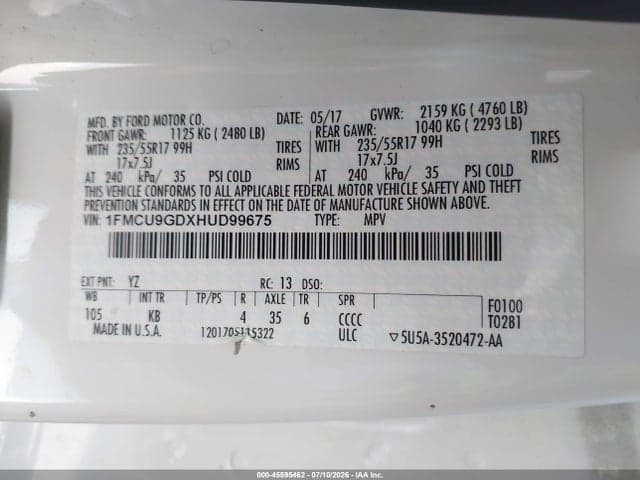 2017 FORD ESCAPE SE 9