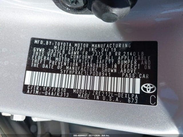 2020 TOYOTA COROLLA LE 9