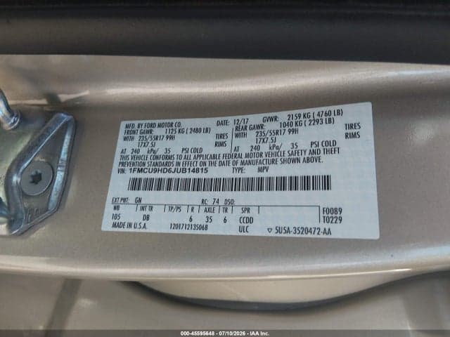 2018 FORD ESCAPE SEL 9