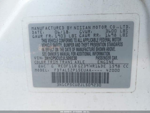 2018 NISSAN KICKS SV 9