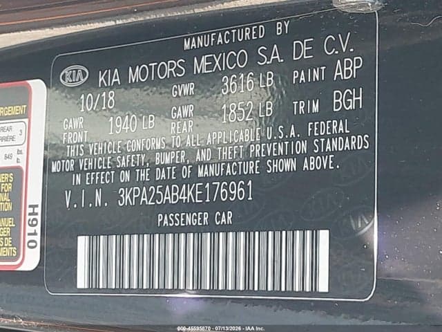 2019 KIA RIO 5-DOOR S 9
