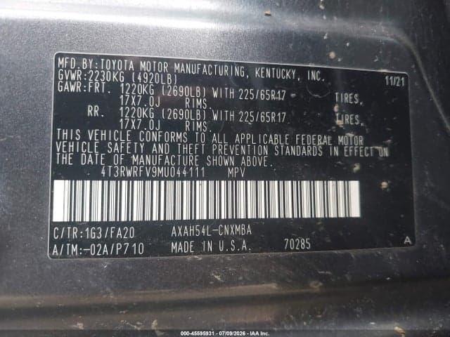 2021 TOYOTA RAV4 HYBRID XLE 9