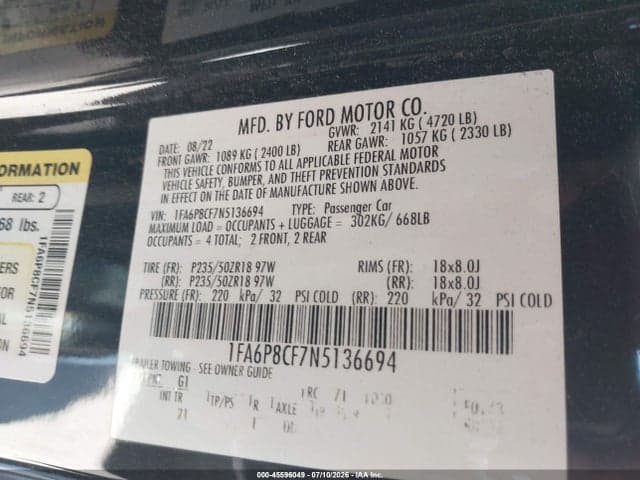 2022 FORD MUSTANG GT FASTBACK 9