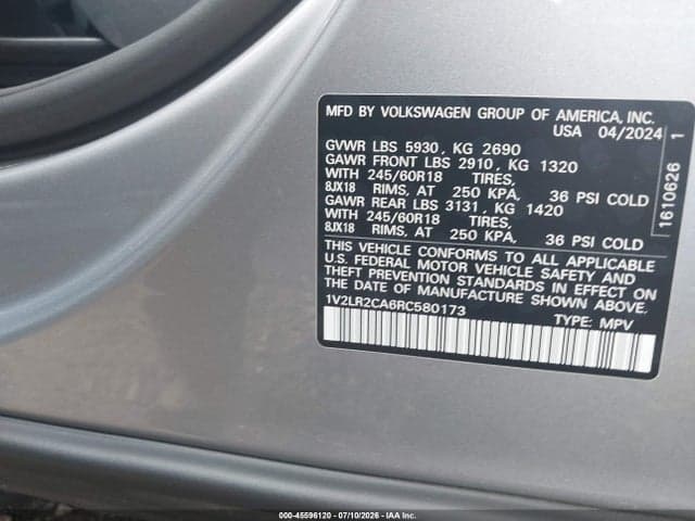 2024 VOLKSWAGEN ATLAS 2.0T SE 9
