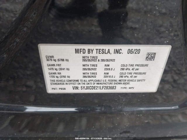 2020 TESLA MODEL X LONG RANGE DUAL MOTOR ALL-WHEEL DRIVE/LONG RANGE PLUS DUAL MOTOR ALL-WHEEL DRIVE 9