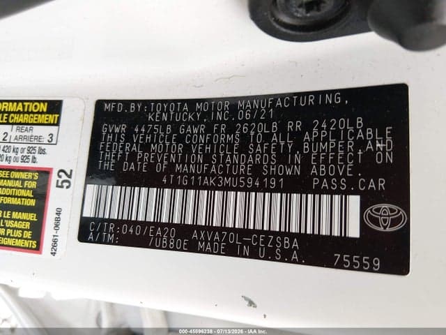 2021 TOYOTA CAMRY SE 9