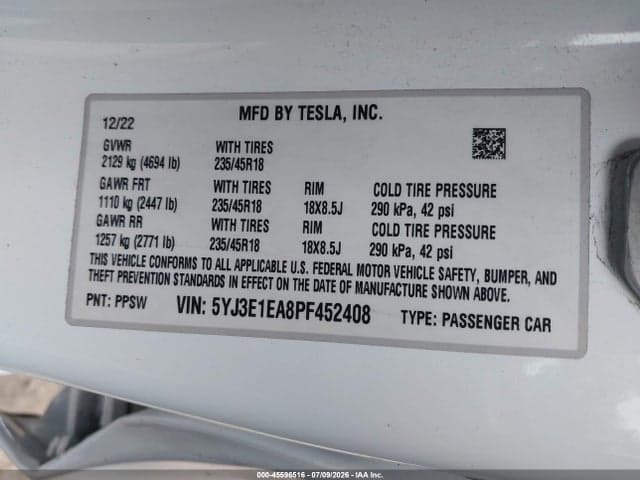 2023 TESLA MODEL 3 REAR-WHEEL DRIVE 9