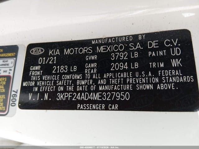 2021 KIA FORTE FE 9