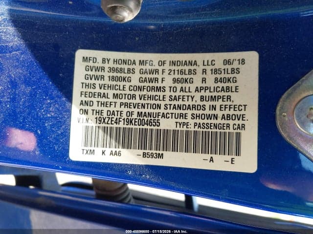 2019 HONDA INSIGHT LX 9