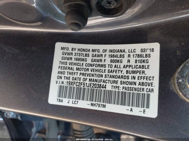 2018 HONDA CIVIC LX 9