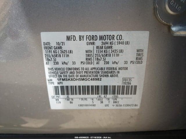 2021 FORD EXPLORER XLT 9
