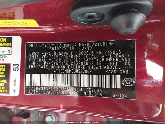2018 TOYOTA CAMRY XSE 9