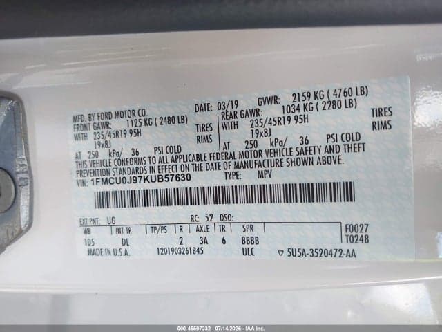 2019 FORD ESCAPE TITANIUM 9
