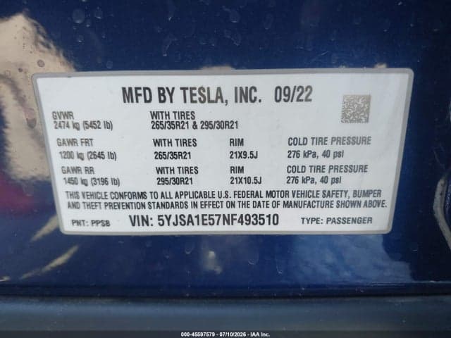 2022 TESLA MODEL S DUAL MOTOR ALL-WHEEL DRIVE 9