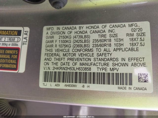 2020 HONDA CR-V AWD EX 9