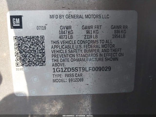 2020 CHEVROLET MALIBU FWD LT 9