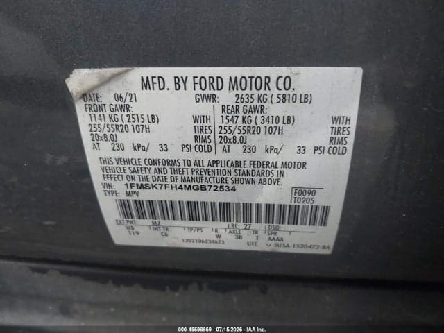 2021 FORD EXPLORER LIMITED 9