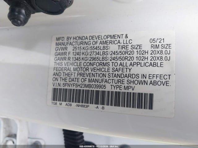 2021 HONDA PILOT 2WD SPECIAL EDITION 9