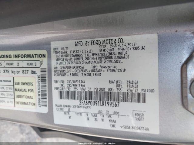 2020 FORD FUSION TITANIUM 9