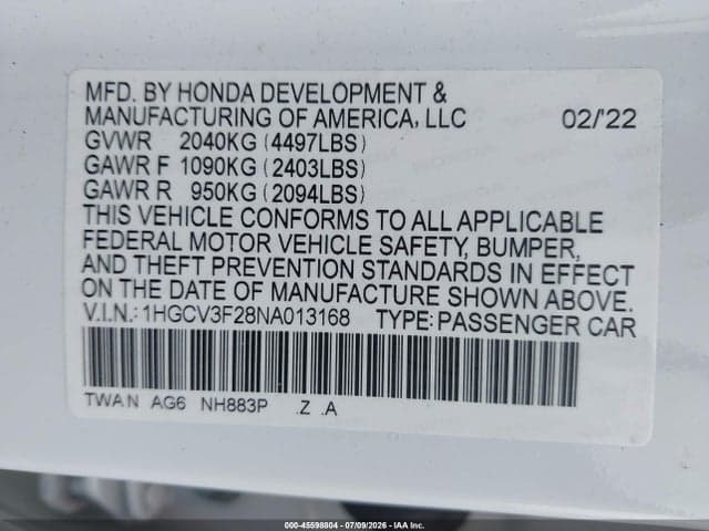 2022 HONDA ACCORD HYBRID SPORT 9