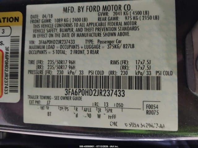 2018 FORD FUSION SE 9