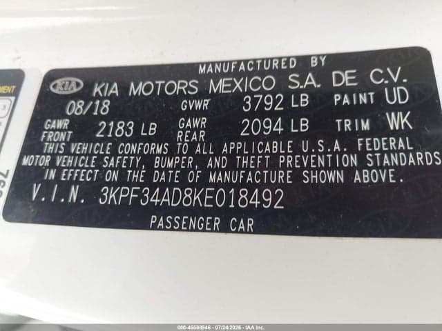 2019 KIA FORTE S 9