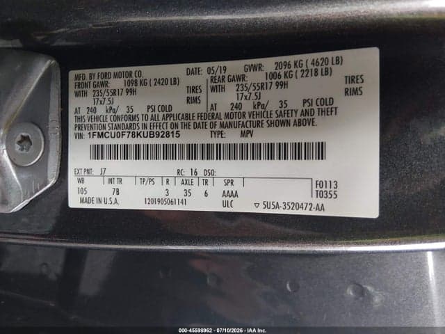 2019 FORD ESCAPE S 9