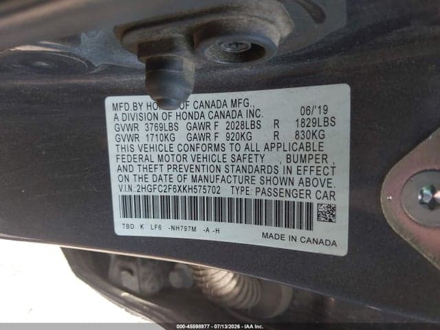 2019 HONDA CIVIC LX 9