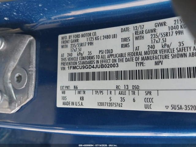 2018 FORD ESCAPE SE 9