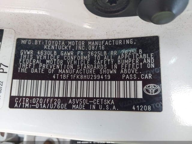 2017 TOYOTA CAMRY SE 9
