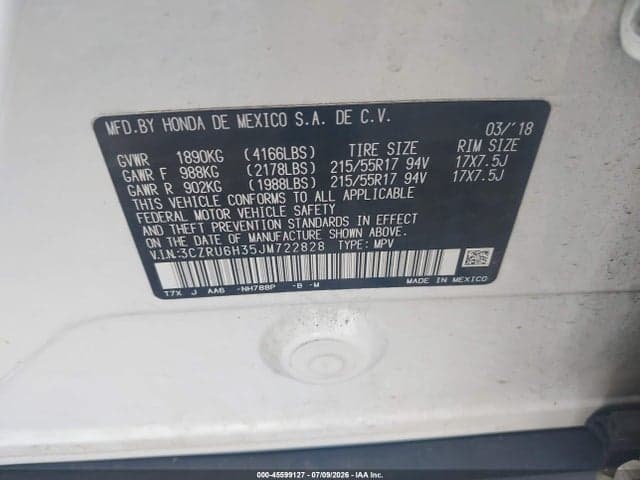 2018 HONDA HR-V LX 9