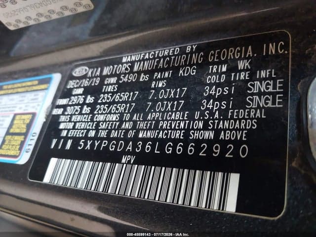 2020 KIA SORENTO 2.4L LX 9