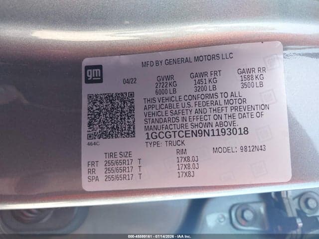 2022 CHEVROLET COLORADO 4WD SHORT BOX LT 9