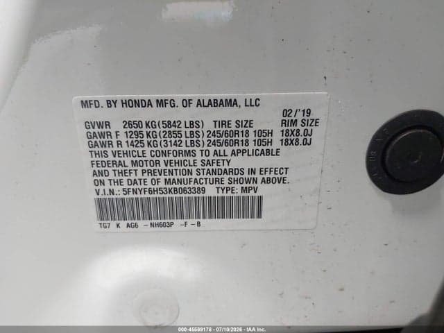 2019 HONDA PILOT EX-L 9